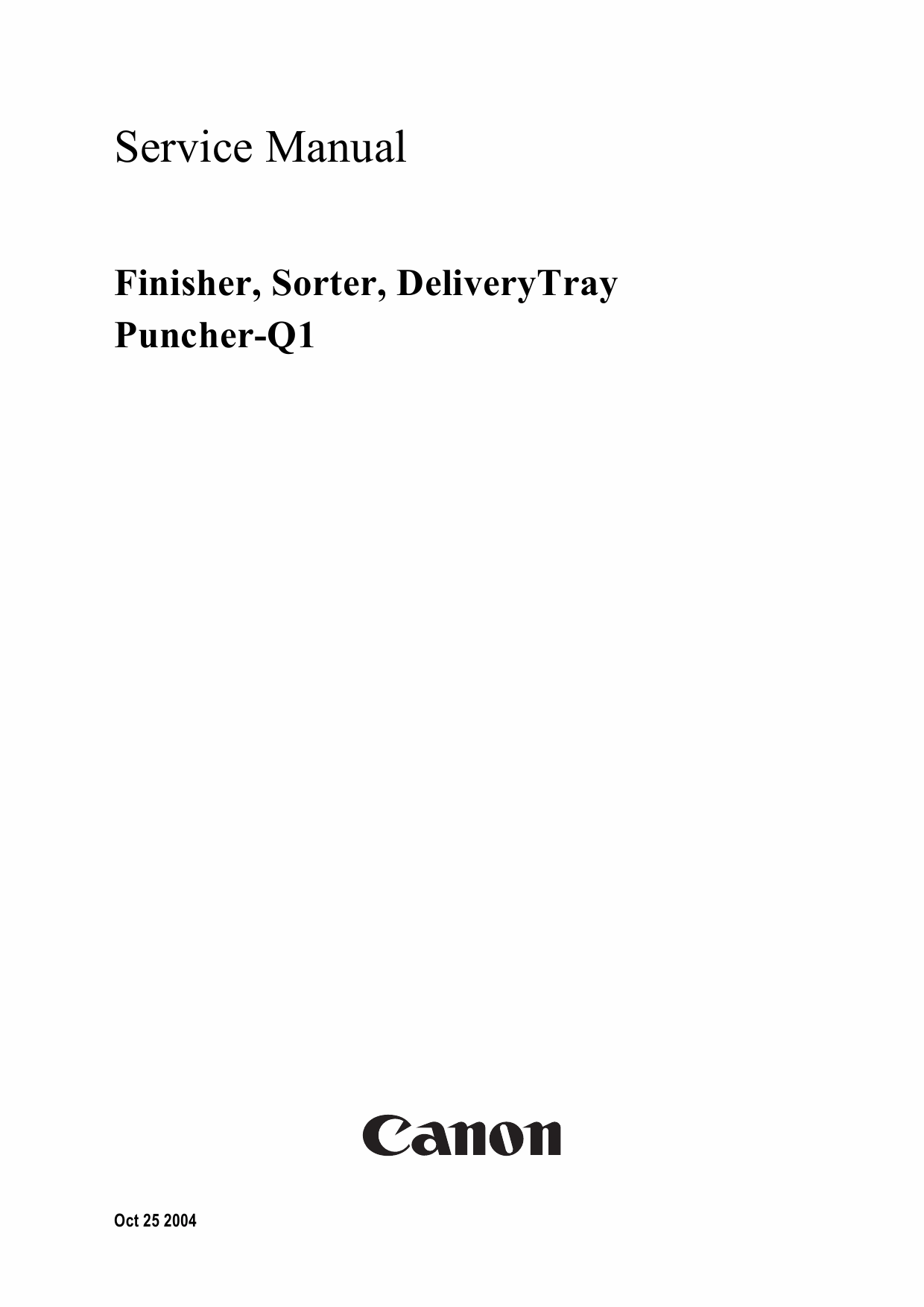 Canon Options Finisher-Q1 Sorter DeliveryTray Puncher Service Manual-1